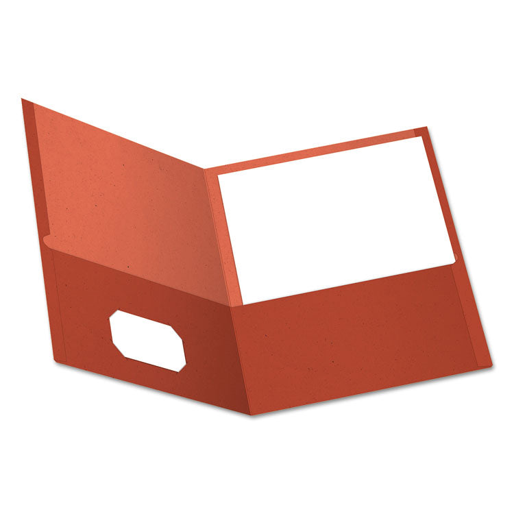 Earthwise By Oxford 100% Recycled Paper Twin-Pocket Portfolio, 100-Sheet Capacity, 11 X 8.5, Red, 25/box