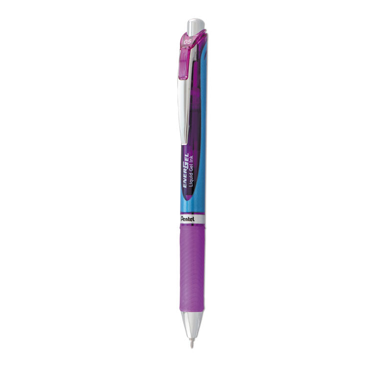 EnerGel RTX Gel Pen, Retractable, Fine 0.5 mm, Violet Ink, Violet/Blue Barrel
