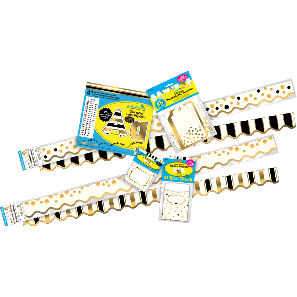 Barker Creek Classroom Decor Set, 24K Gold Foil, Pre-K To College