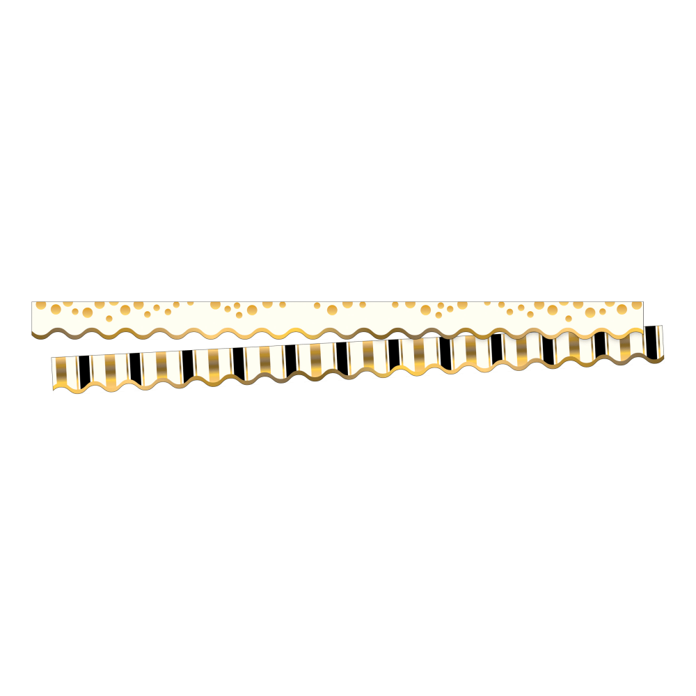 Barker Creek Scalloped-Edge Border Strips, 2 1/4in x 36in, Gold Coins, Pre-K To College, Pack Of 26
