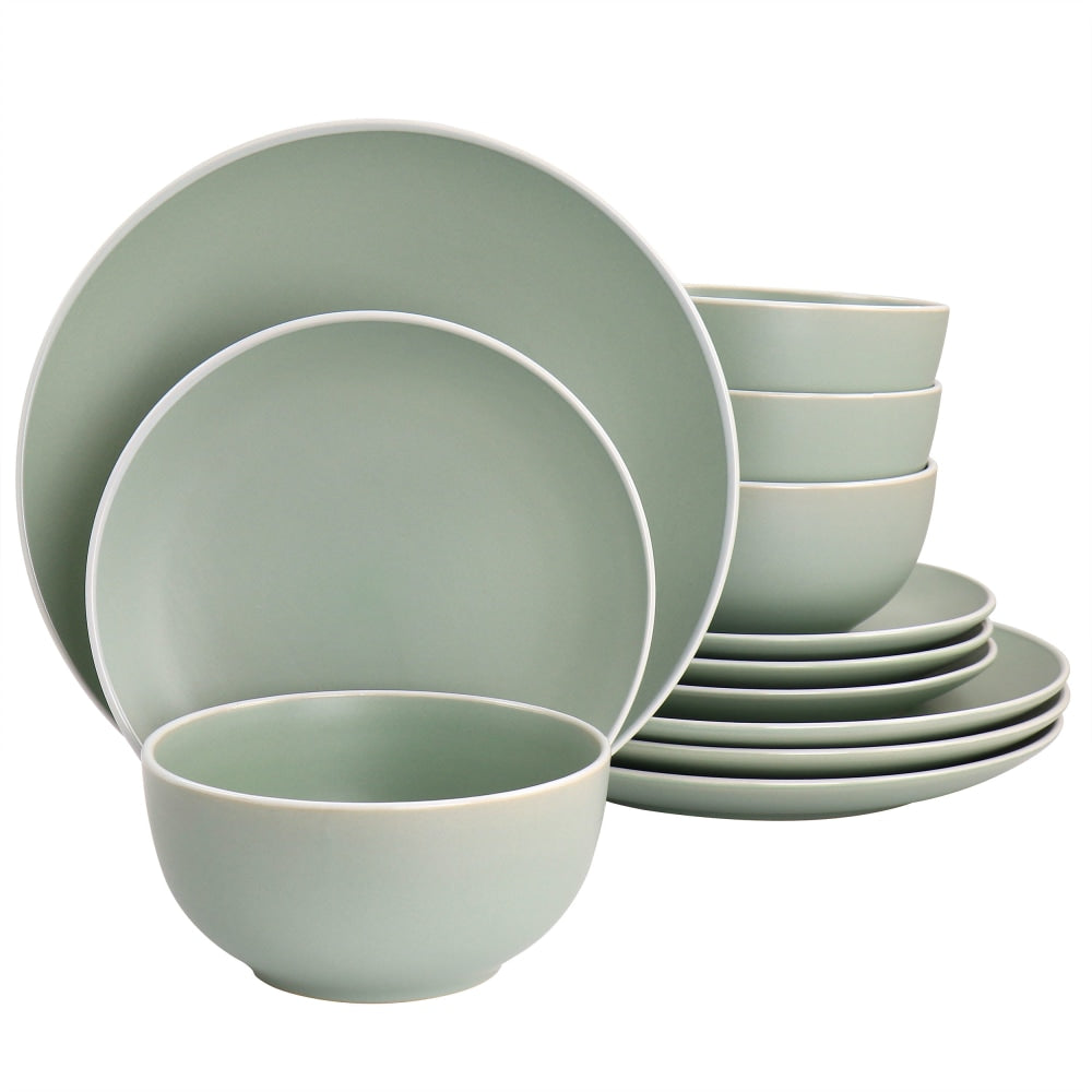 Spice By Tia Mowry Creamy Tahini 12-Piece Stoneware Dinnerware Set, Green