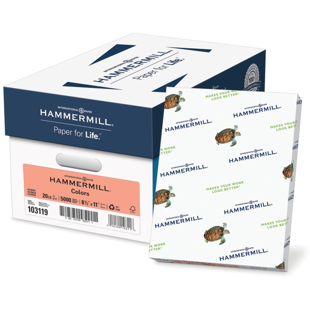 Hammermill Super-Premium Color Copy Paper, Salmon, Letter (8.5in x 11in), 500 Sheets Per Ream, 20 Lb, 30% Recycled