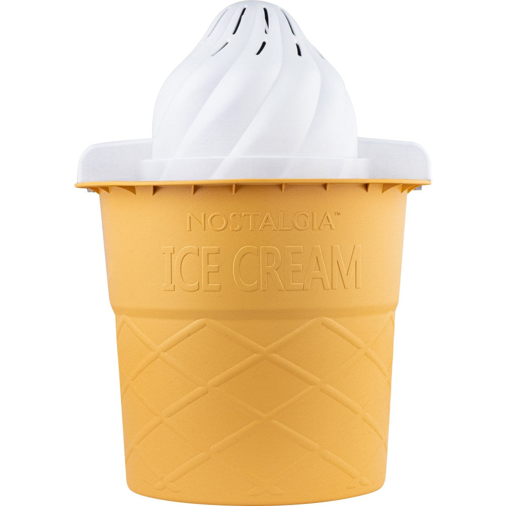 Nostalgia 4-Quart Swirl Cone Ice Cream Maker, Vanilla White