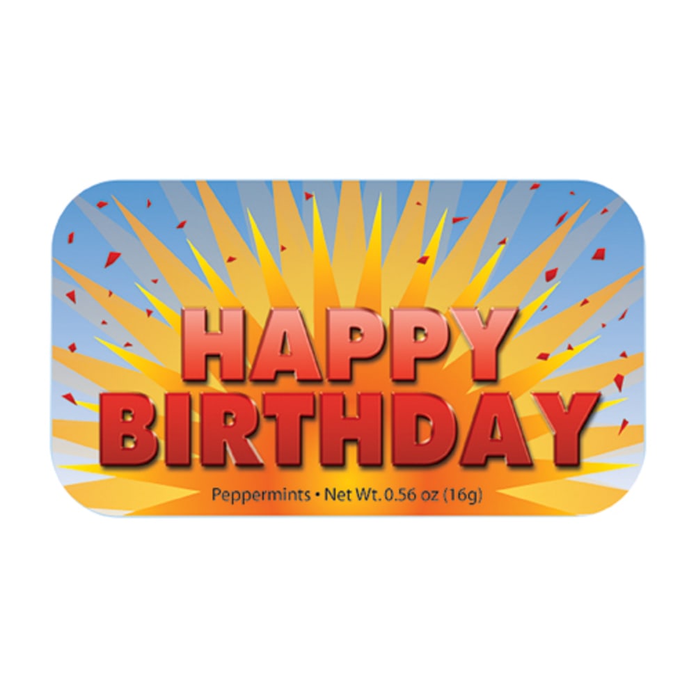 AmuseMints Sugar-Free Mints, Happy Birthday, 0.56 Oz, Pack Of 24