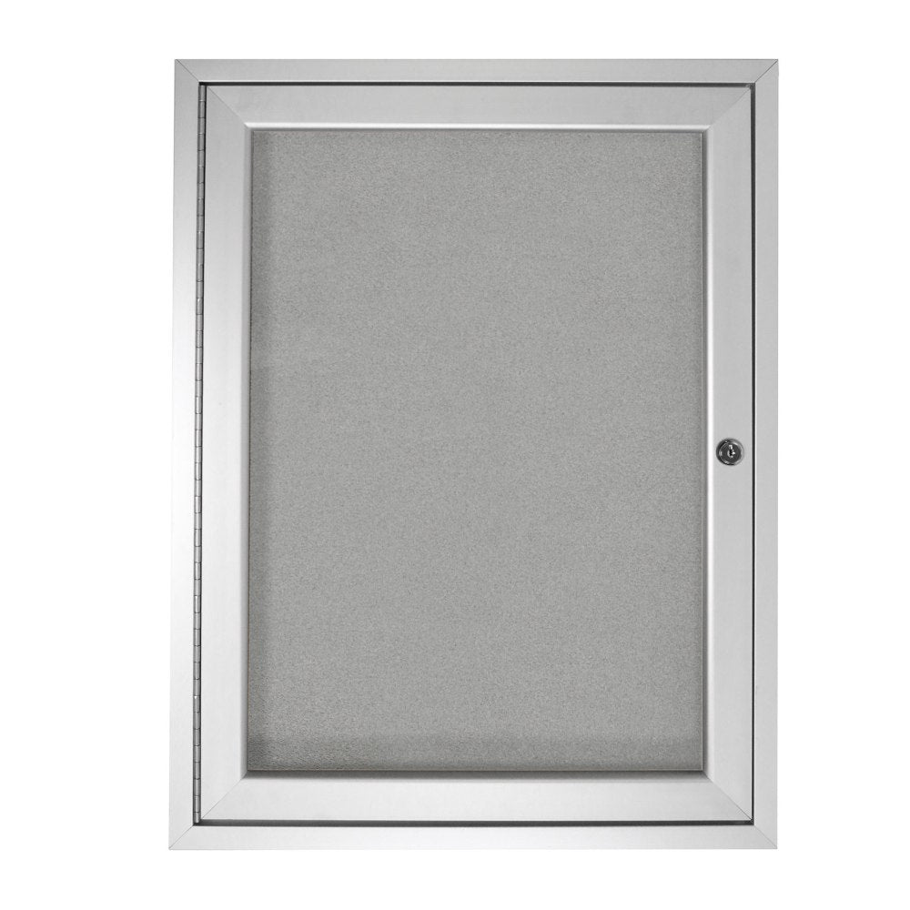 Ghent Traditional 3-Door Outdoor Enclosed Vinyl Bulletin Board, 48in x 96in, Ebony, Satin Aluminum Frame