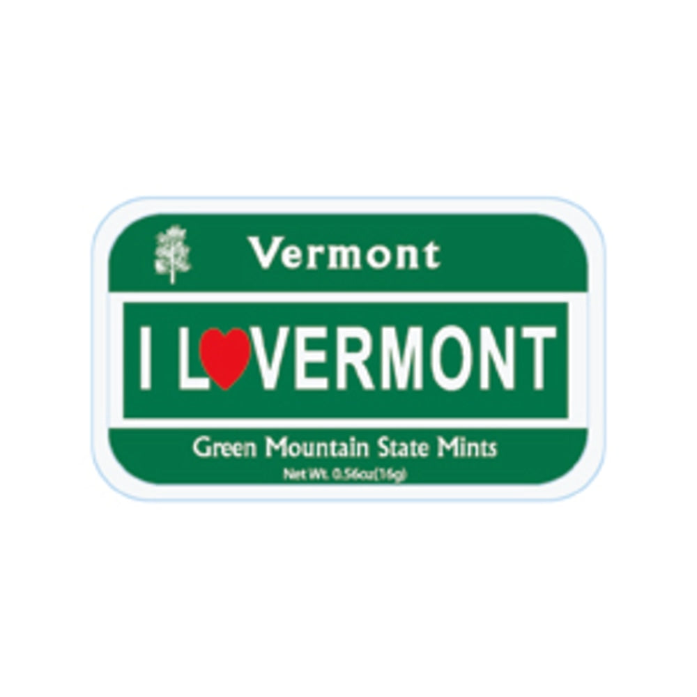 AmuseMints Destination Mint Candy, I Love Vermont License Plate, 0.56 Oz, Pack Of 24