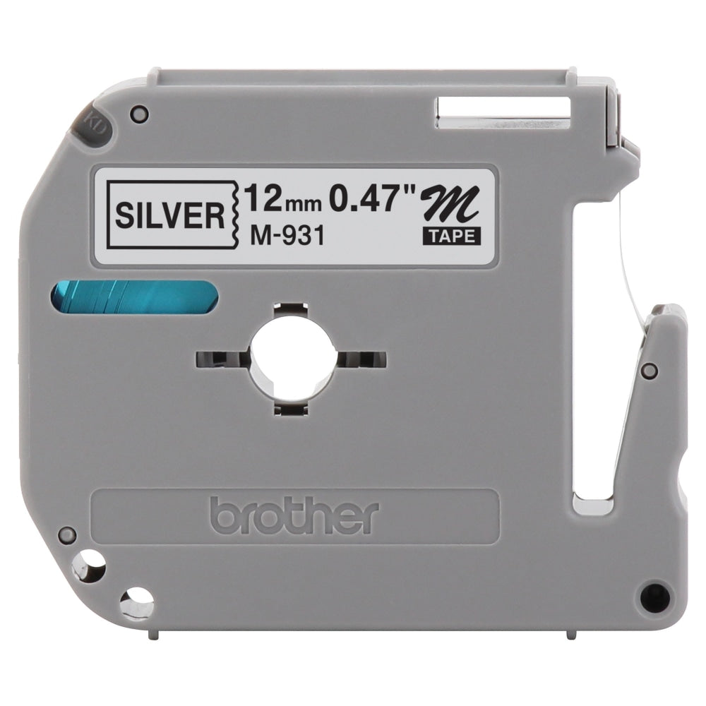 Brother M-931 Black-On-Silver Tape, 0.5in x 26.2ft