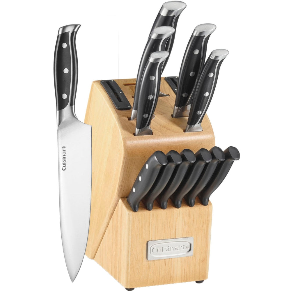 Cuisinart Nitrogen Collection Triple Rivet Built-In Sharpener Block Set, Brown, Set Of 15 Pieces