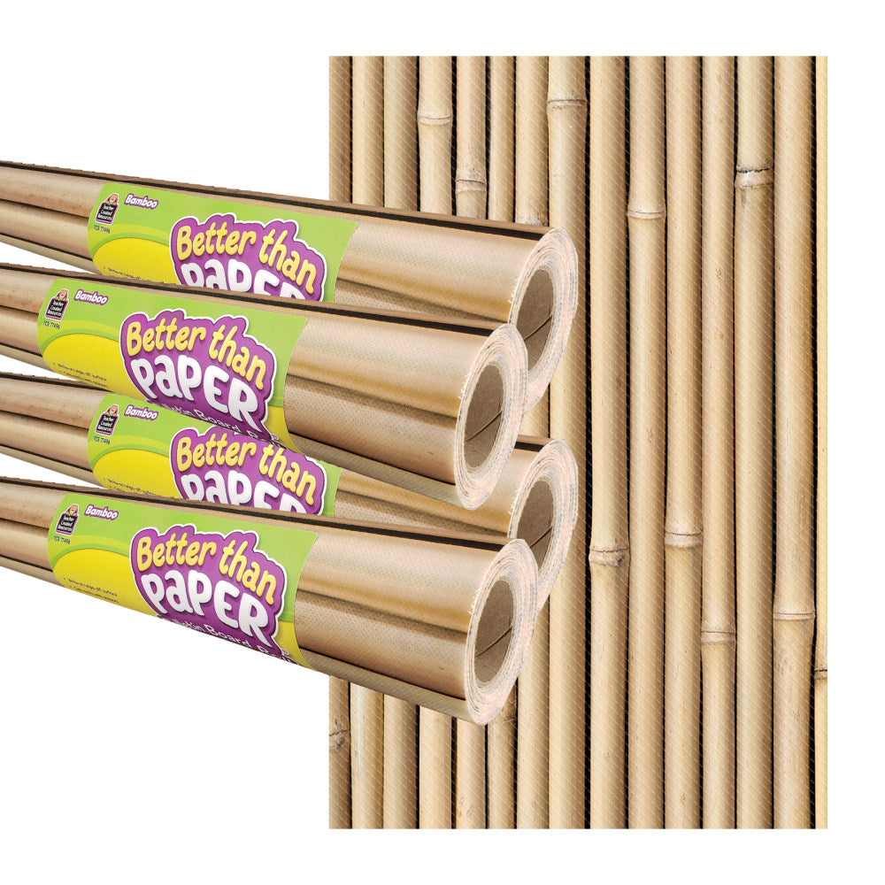 Teacher Created Resources Better Than Paper Bulletin Board Paper Rolls, 4ft x 12ft, Bamboo, Pack Of 4 Rolls