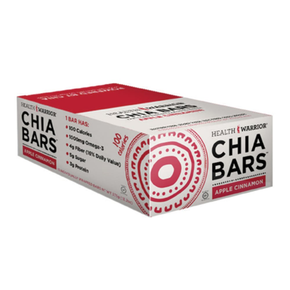 Health Warrior Chia Bars, Apple Cinnamon, 0.88 Oz, Pack Of 15