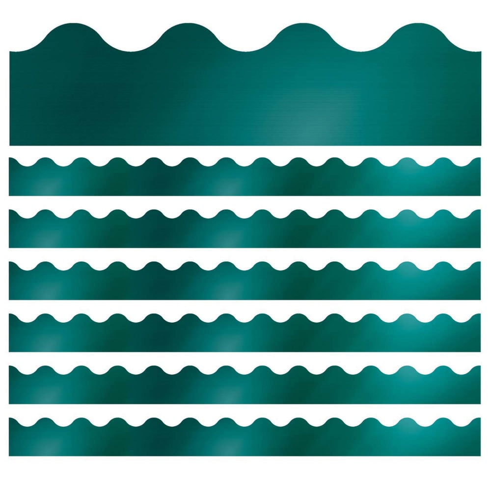 Carson Dellosa Education Scalloped Border, Sparkle + Shine Teal Foil, 39ft Per Pack, Set Of 6 Packs