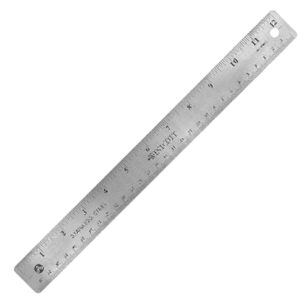 Westcott Stainless Steel Ruler, 12in/30cm