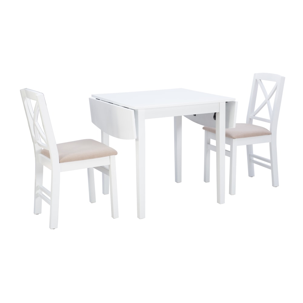 Linon Thames 3-Piece Drop-Leaf Table Set, Beige/White