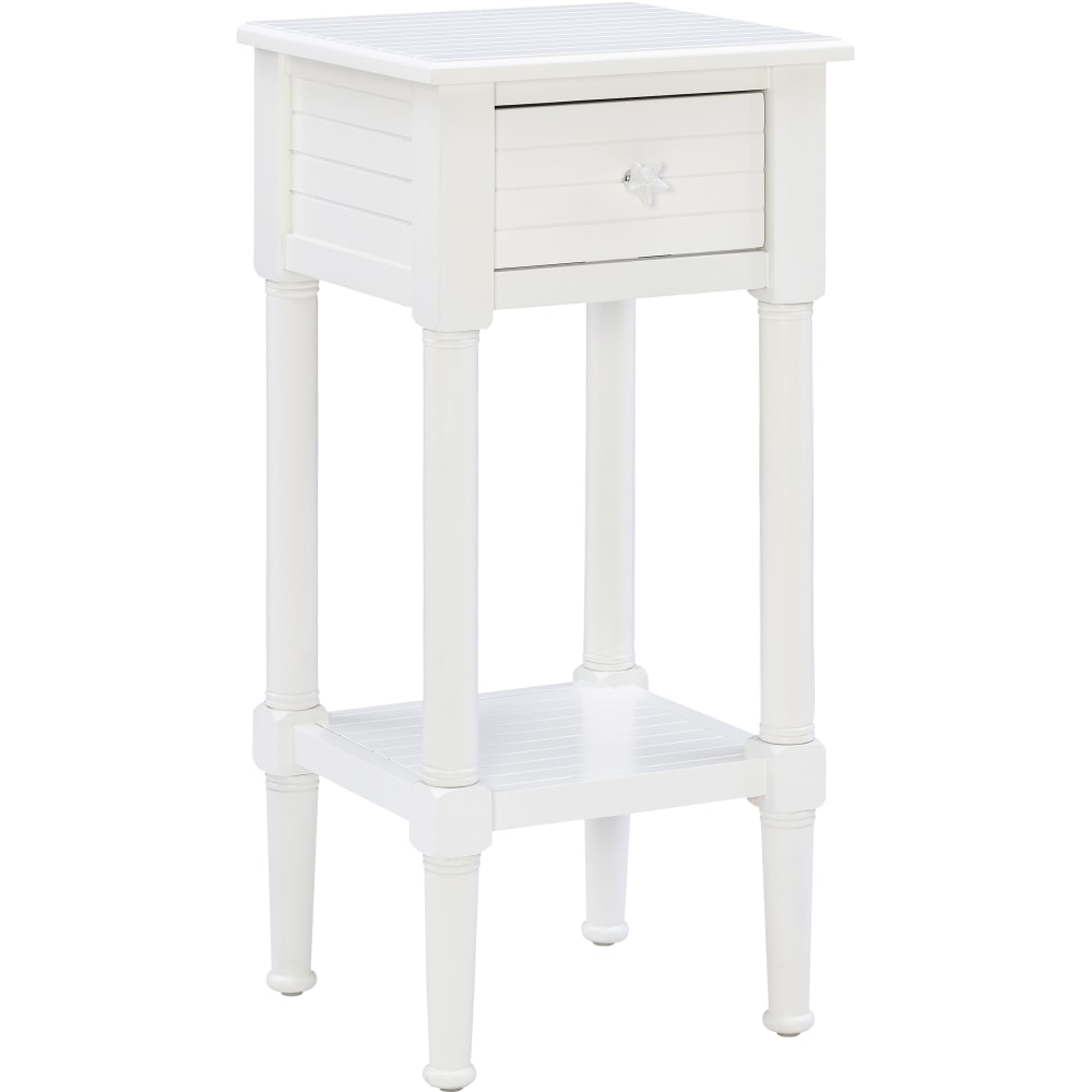 Linon Nolla Accent Table With Drawer, 29-1/2inH x 14inW x 13inD, White