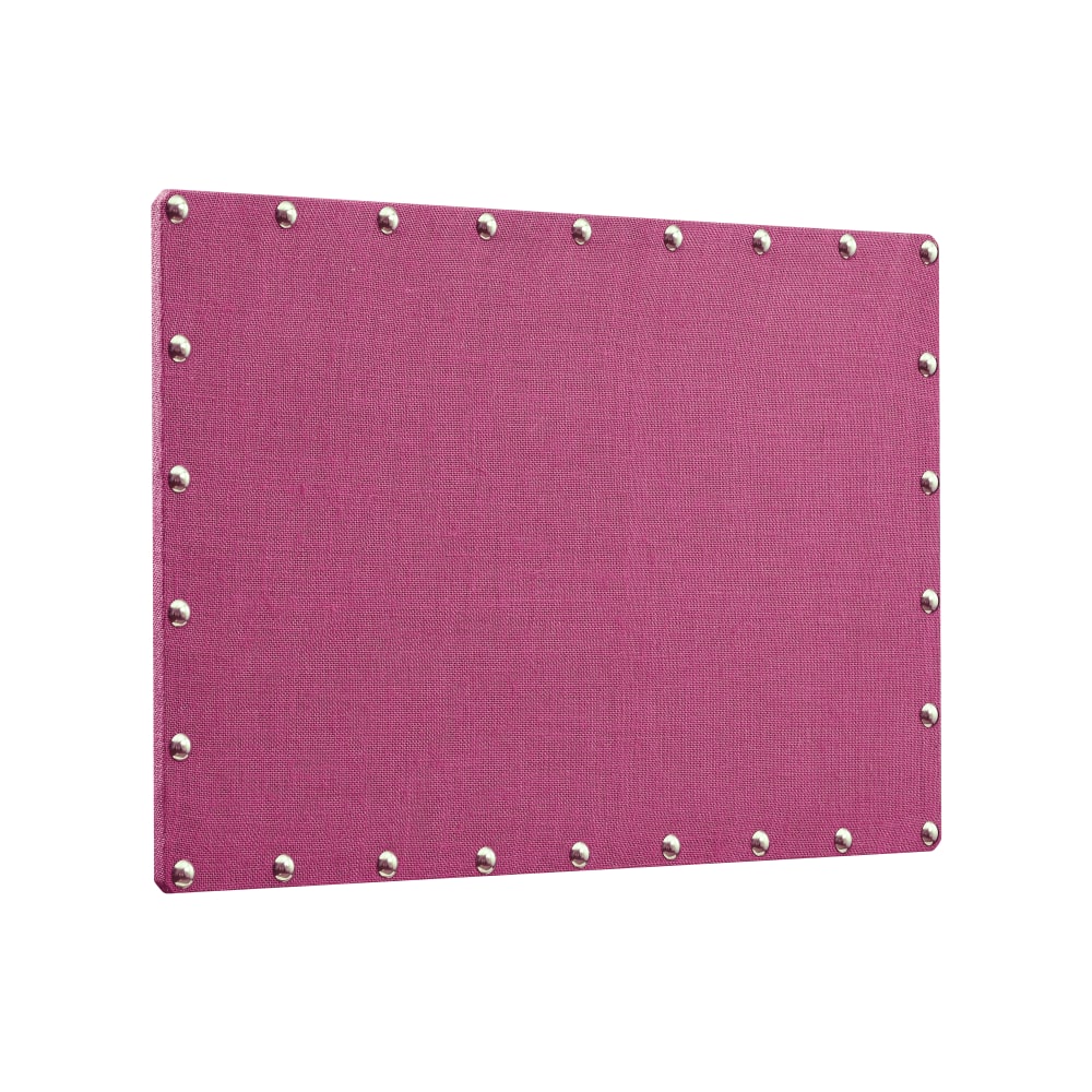 Linon Burke Burlap Nailhead Home Office Corkboard, 24in x 36in, Hot Pink/Silver