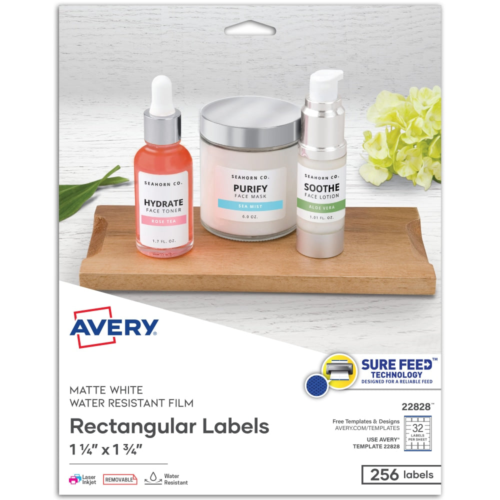 Avery Removable Durable Pricing Labels, 22828, 1 1/4in x 1 3/4in, White, 32 Labels Per Sheet, Pack Of 256