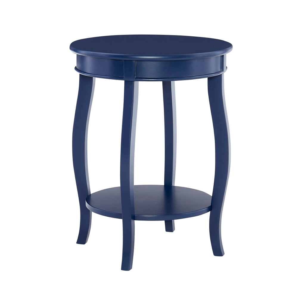 Powell Nora Round Side Table With Shelf, 24inH x 18inW x 18inD, Navy