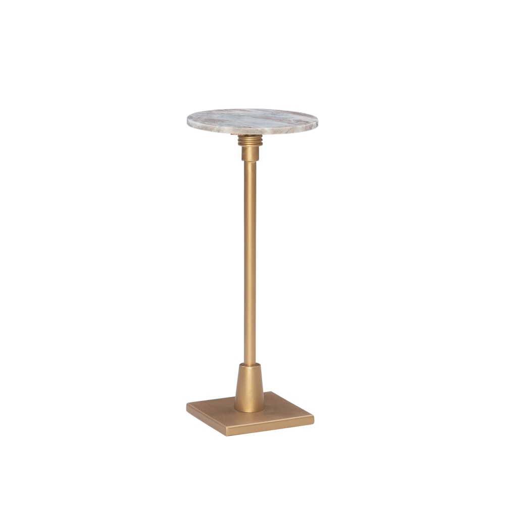Powell Noyes Adjustable Drink Table, 30inH x 10-1/2inW x 10-1/2inD, Gold/Sandy Marble