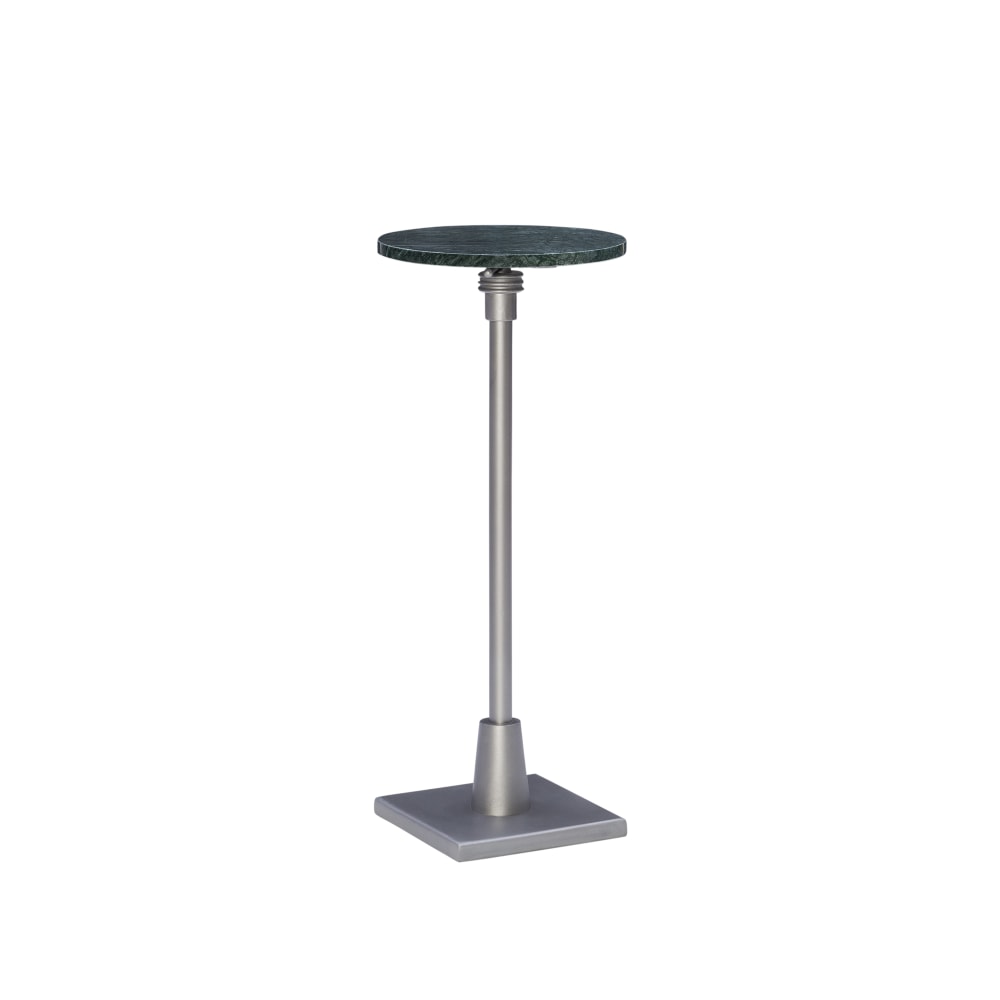 Powell Noyes Adjustable Drink Table, 30inH x 10-1/2inW x 10-1/2inD, Silver/Green Marble