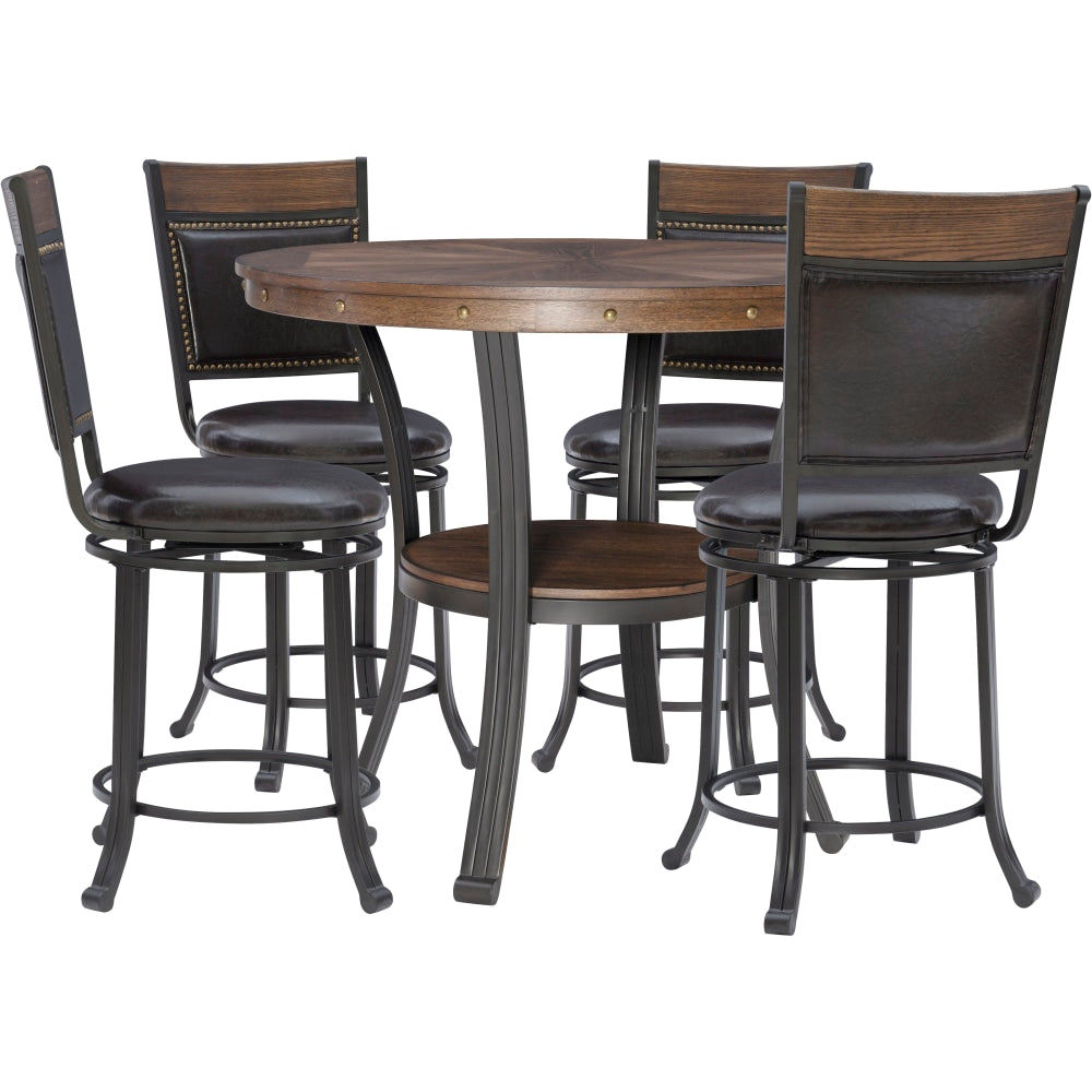 Powell Vinessa 5-Piece Counter Set, Black/Dark Brown