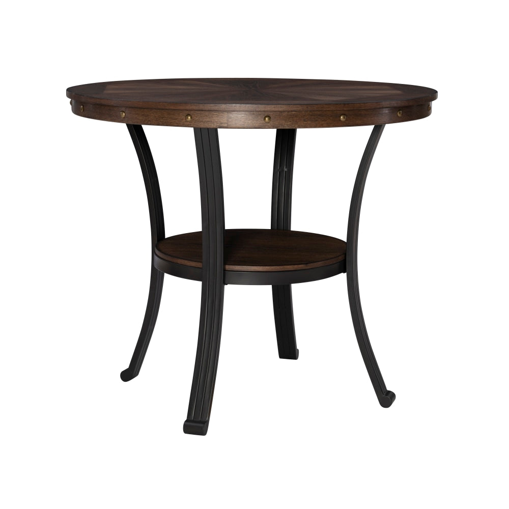 Powell Vinessa Pub Table, 36inH x 42inW x 42inD, Brown/Black