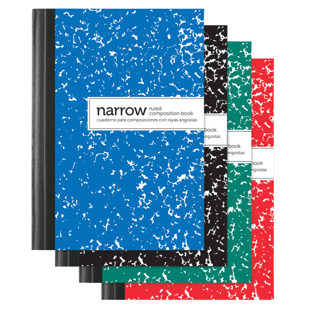 Office Depot Brand Mini Marble Composition Books, 3-1/4in x 4-1/2in, Narrow Ruled, 80 Sheets, Assorted Colors (No Color Choice), Pack Of 4