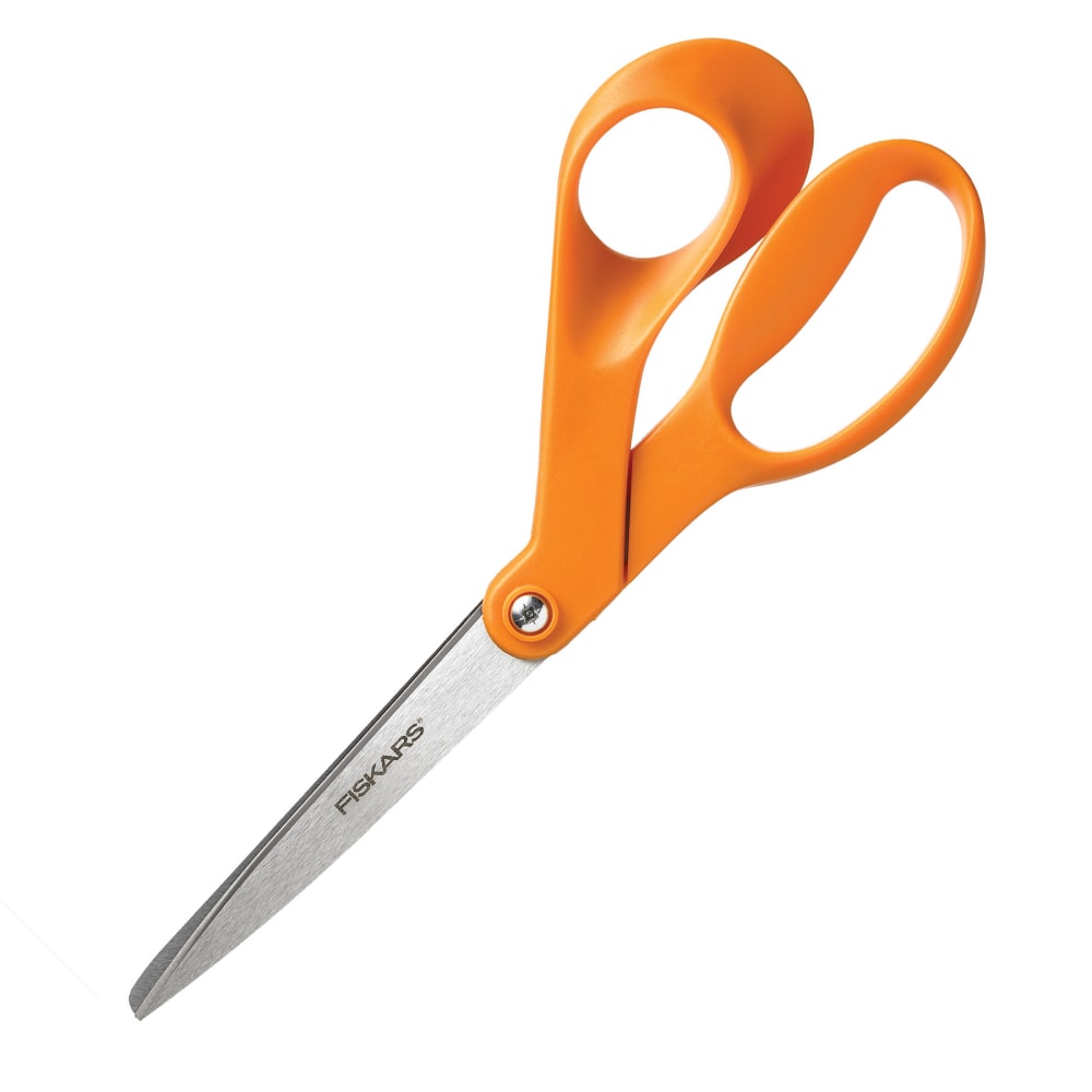Fiskars Our Finest Contoured Scissors, 8in, Bent, Orange