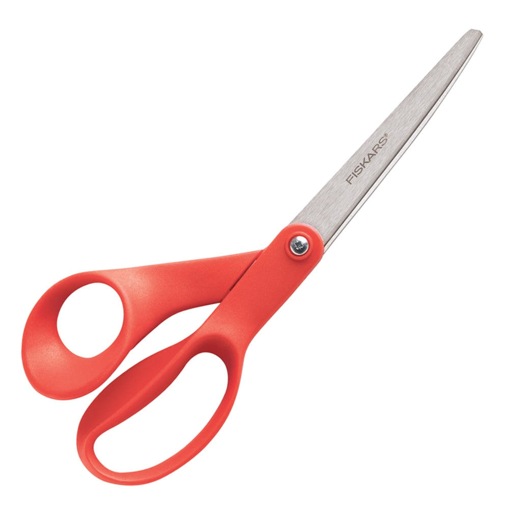 Fiskars Our Finest Contoured Scissors, 8in Pointed, Red (Left-Handed) Handles