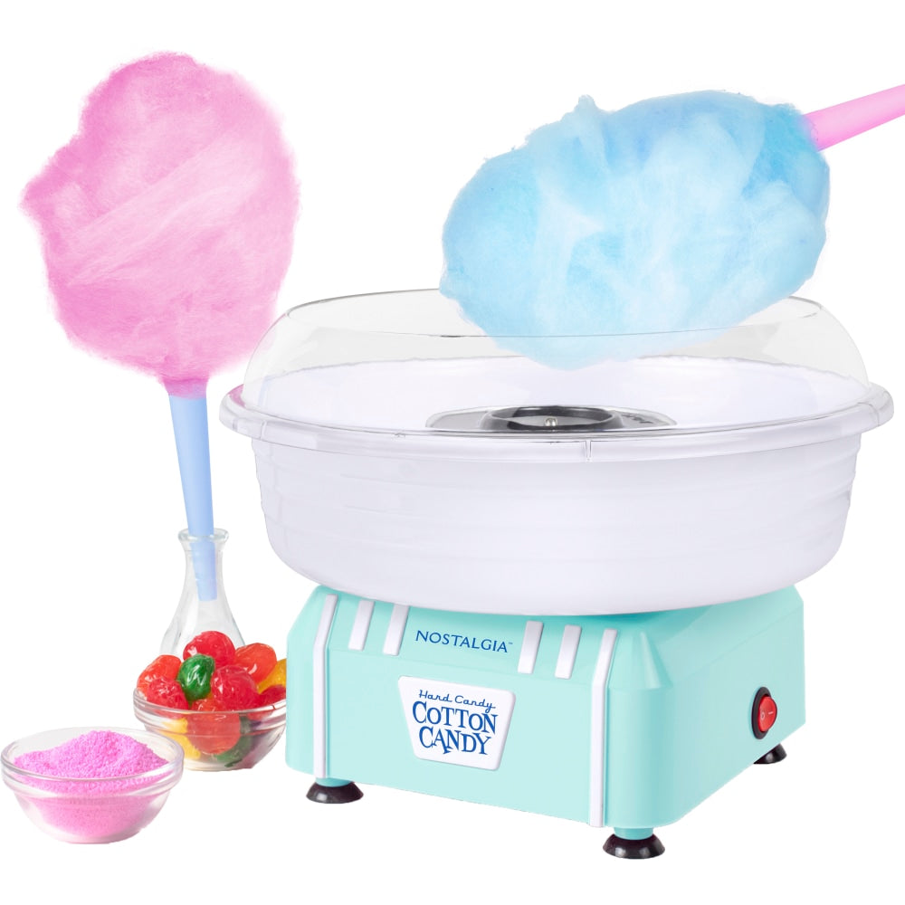 Nostalgia Electrics Hard & Sugar-Free Candy Cotton Candy Maker, 9inH x 11-1/4inW x 11-1/4inD, Aqua