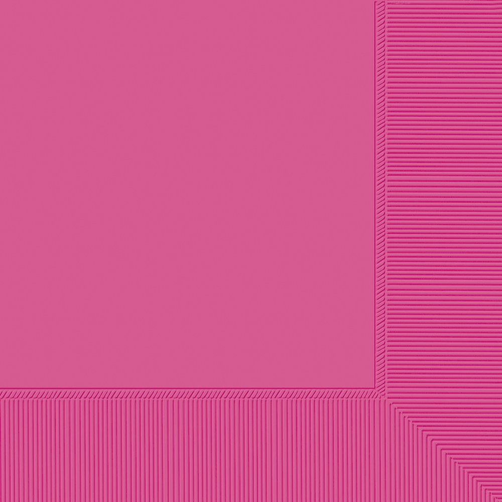 Amscan Lunch Napkins, 6-1/2in x 6-1/2in, Bright Pink, 100 Napkins Per Pack, Case Of 4 Packs