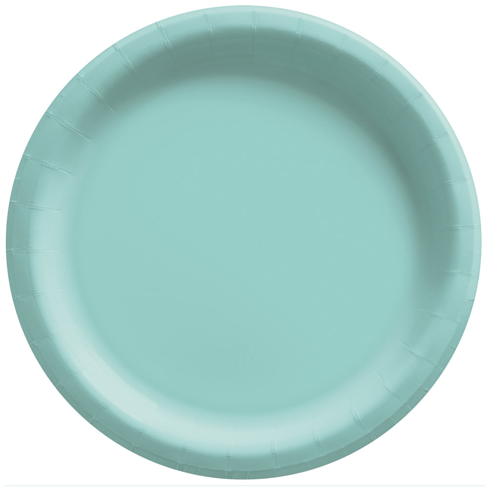 Amscan Round Paper Plates, Robin's Egg Blue, 6-3/4in, 50 Plates Per Pack, Case Of 4 Packs