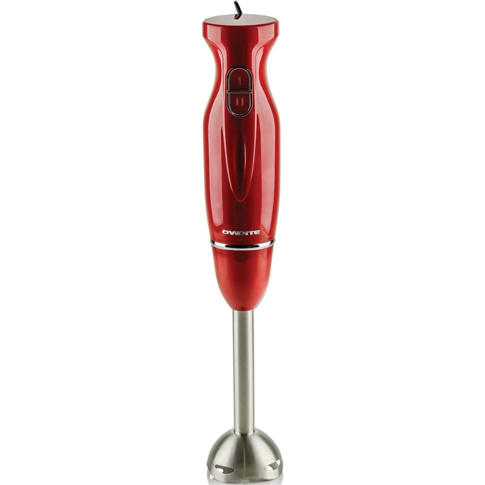 Ovente HS560B Immersion Electric Hand Blender, 14-3/4in x 2-1/2in, Red