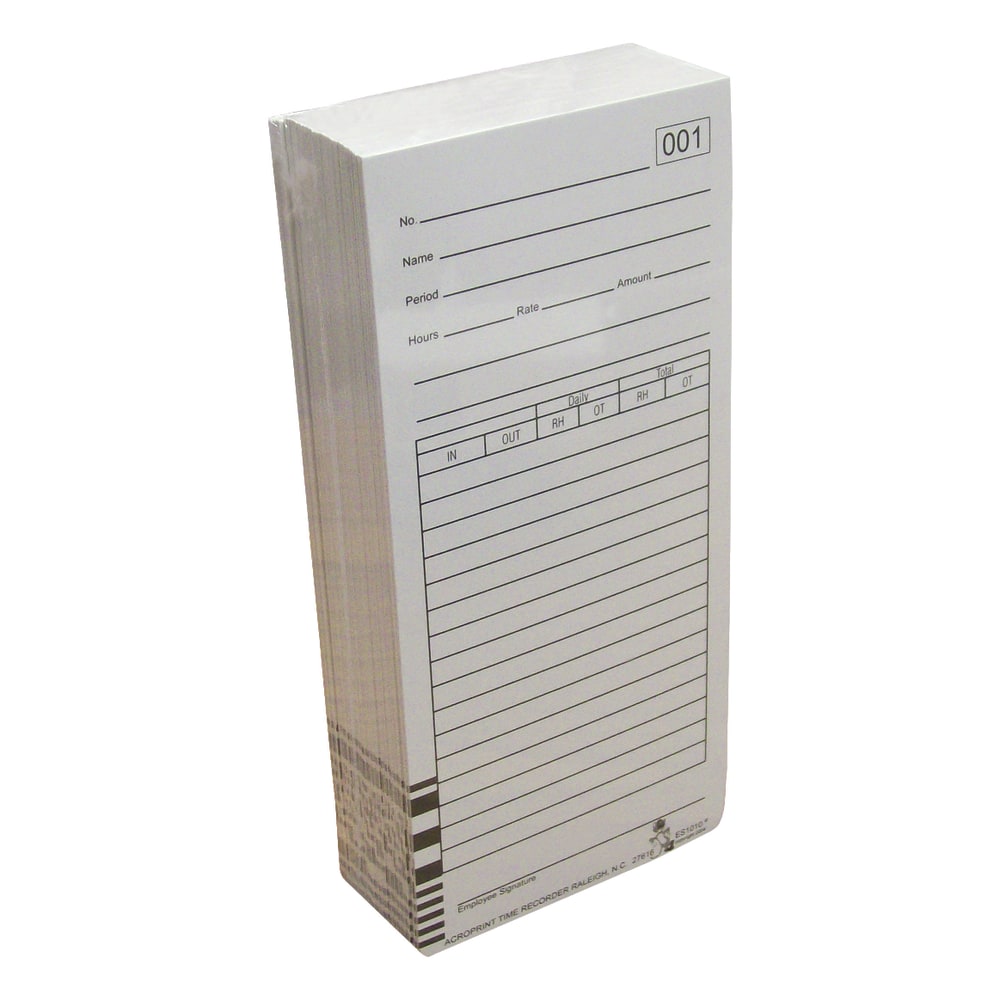 Acroprint Time Cards, Weekly, 2-Sided, 3 1/2in x 7 1/2in, Box Of 100