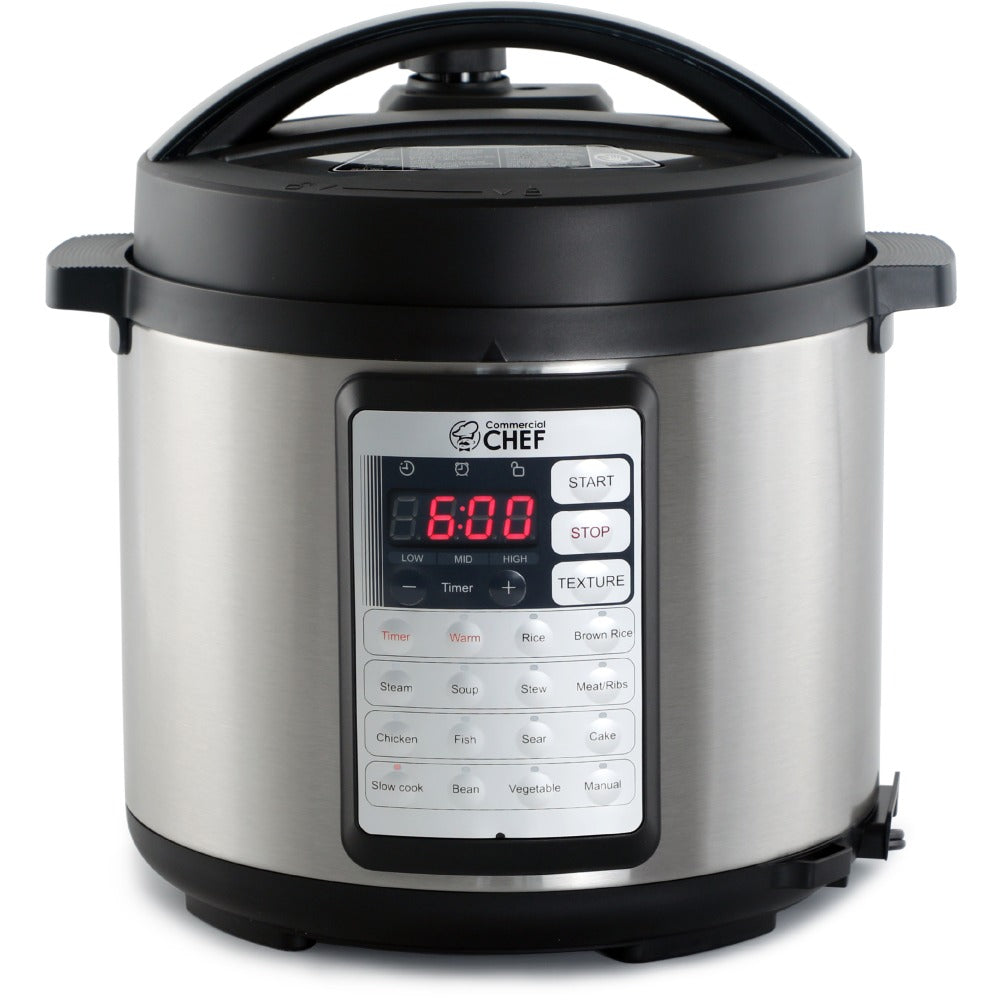Commercial Chef 13-in-1 Electric Pressure Cooker, 6.3-Quart, Silver