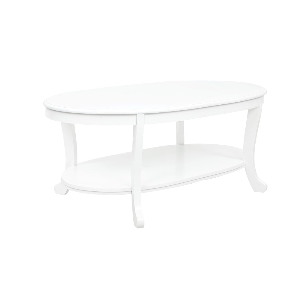 Powell Heller Wood Coffee Table With Shelf, 20inH x 48inW x 28inD, White