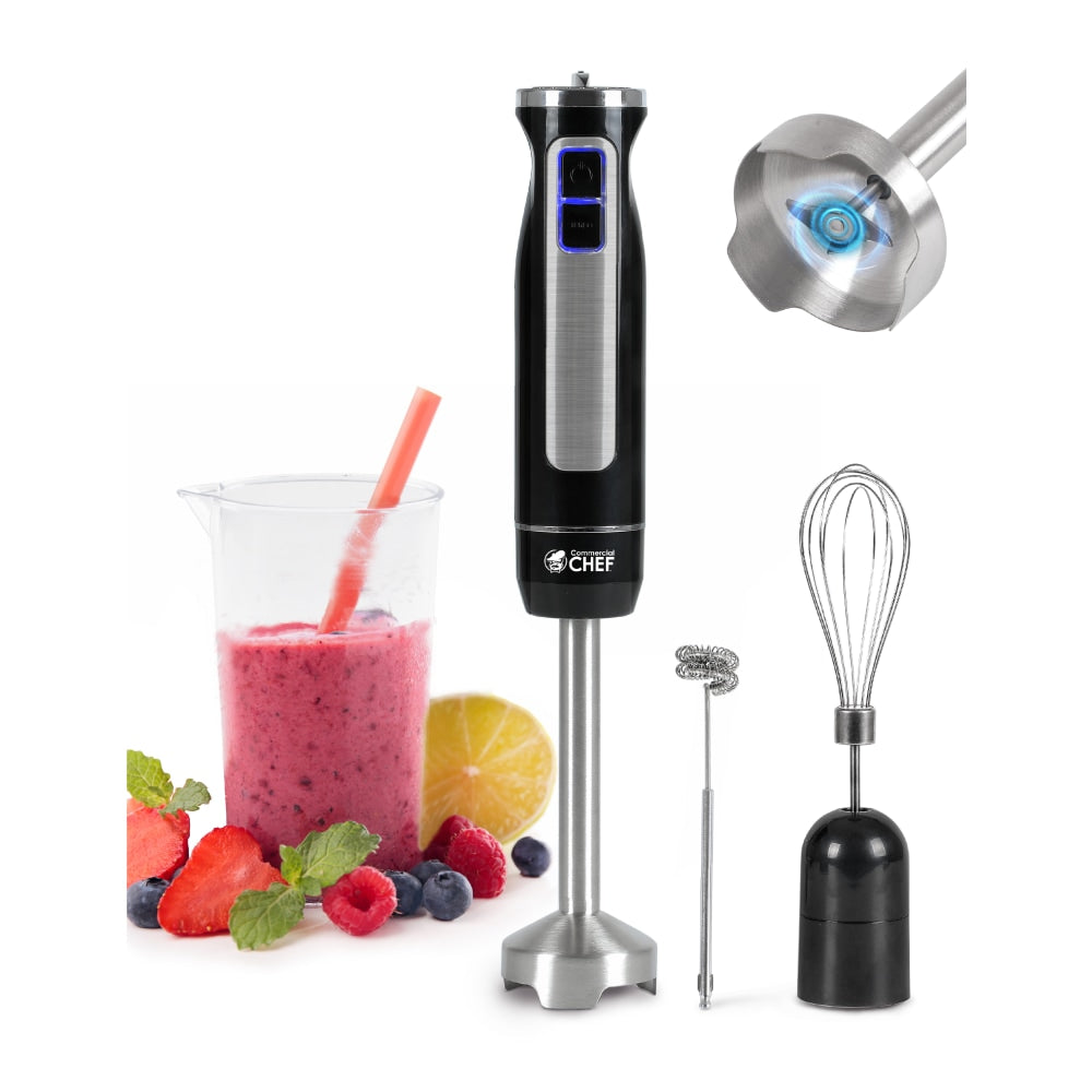 Commercial Chef Multi-Purpose 2-Speed Immersion Hand Blender, Black