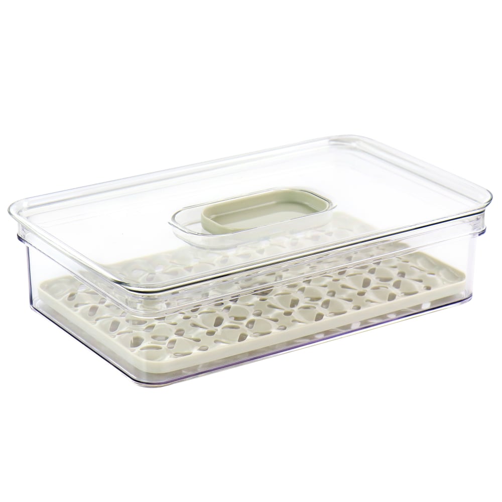 Martha Stewart Flat Fresh Keeper Container Set, 3inH x 7inW x 11-1/4inD, Taupe