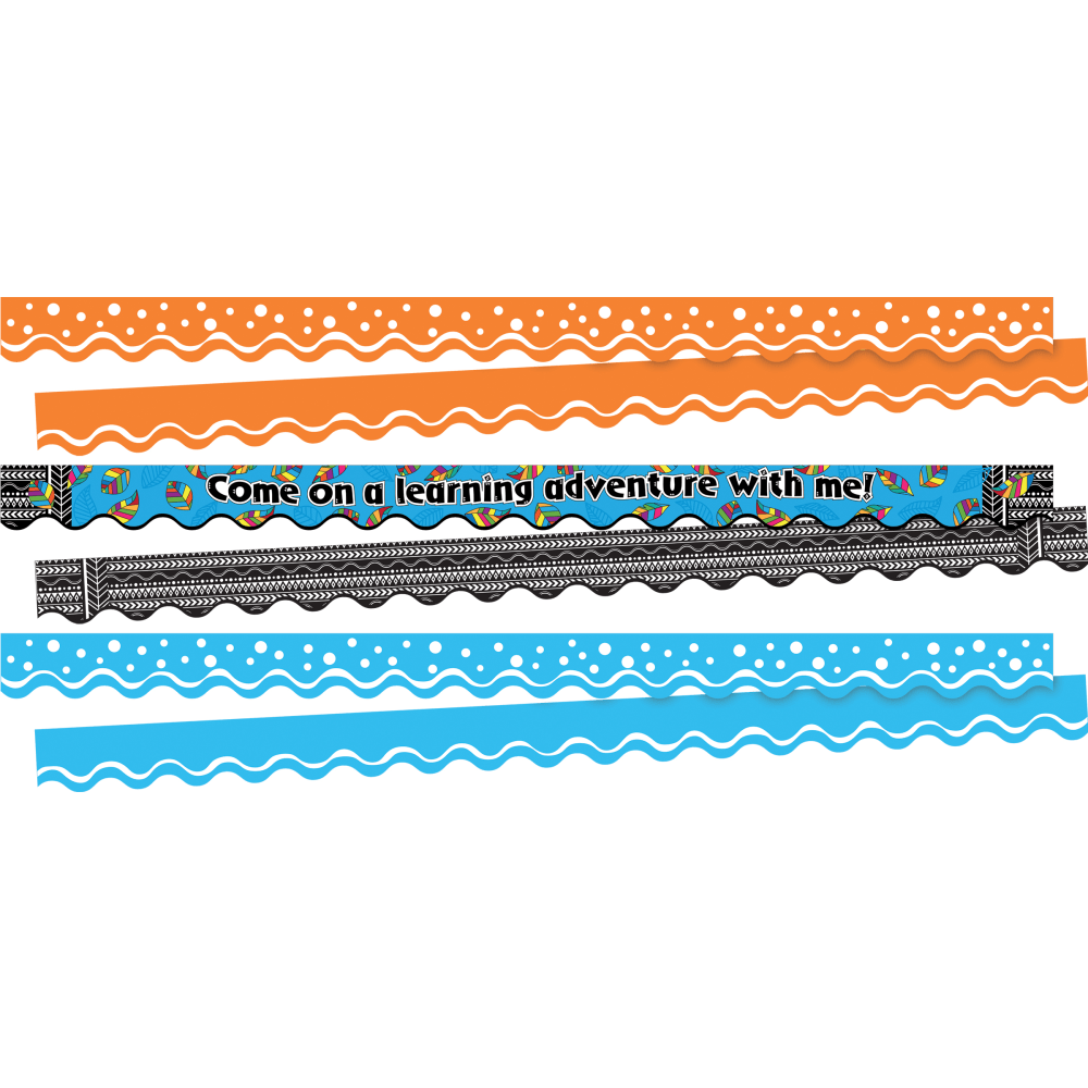 Barker Creek Double-Sided Scalloped Borders, 2-1/4in x 36in, Learning Adventure, 13 Strips Per Pack, Set Of 3 Packs