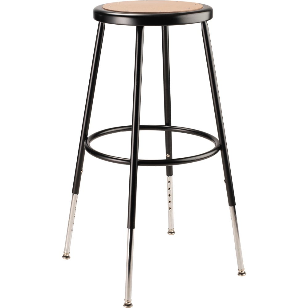 National Public Seating Adjustable Hardboard Stool, 25in- 33inH, Black