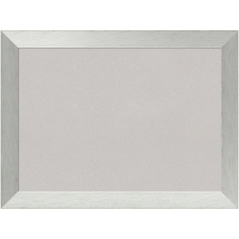 Amanti Art Cork Bulletin Board, 32in x 24in, Gray, Brushed Sterling Silver Wood Frame