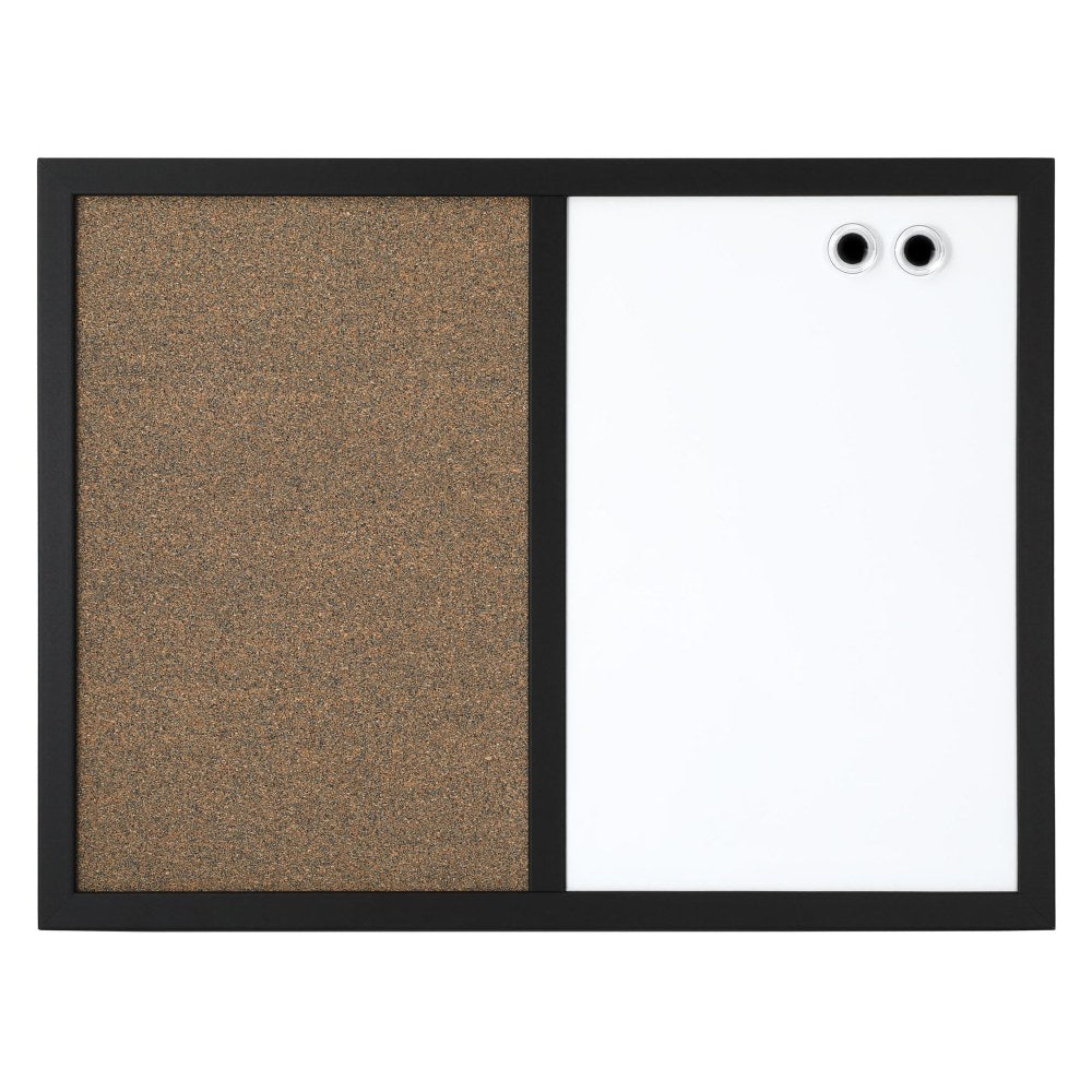 Realspace Magnetic Dry-Erase Whiteboard/Cork Bulletin Board, 24ft" x 36in, Black Frame