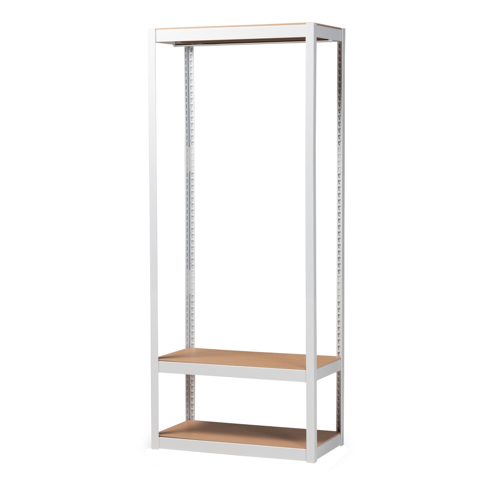 Baxton Studio Elton 3-Shelf Free-Standing Closet Storage Organizer, 76-13/16inH x 31-1/2inW x 15-13/16inD, White/Brown