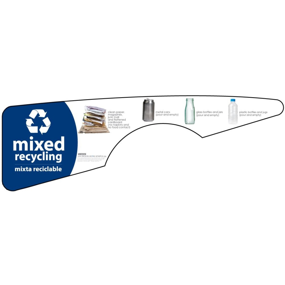 Recycle Across America Mixed Standardized Recycling Labels, MXD-TRI, 15 7/16in x 5 3/8in, Navy Blue