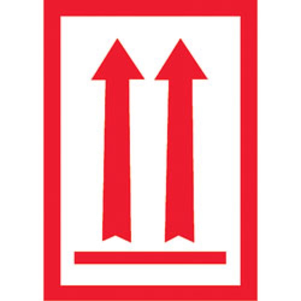 Tape Logic Preprinted Shipping Labels, DL1930, Arrow, 2 Up Arrows Over Bar, 3in x 5in, Red/White, Roll Of 500