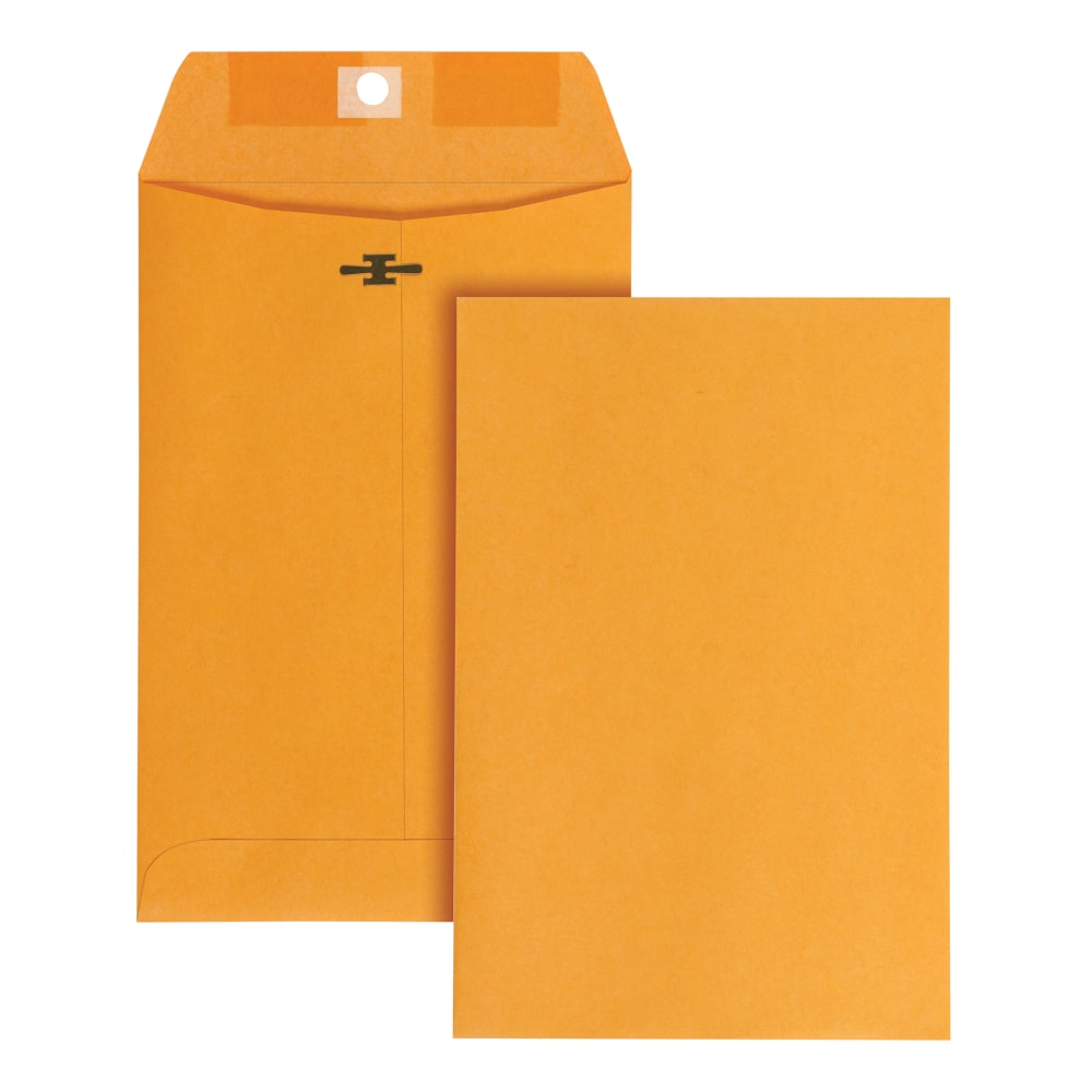 Office Depot Brand 6in x 9in Manila Envelopes, Clasp Closure, Brown Kraft, Box Of 100