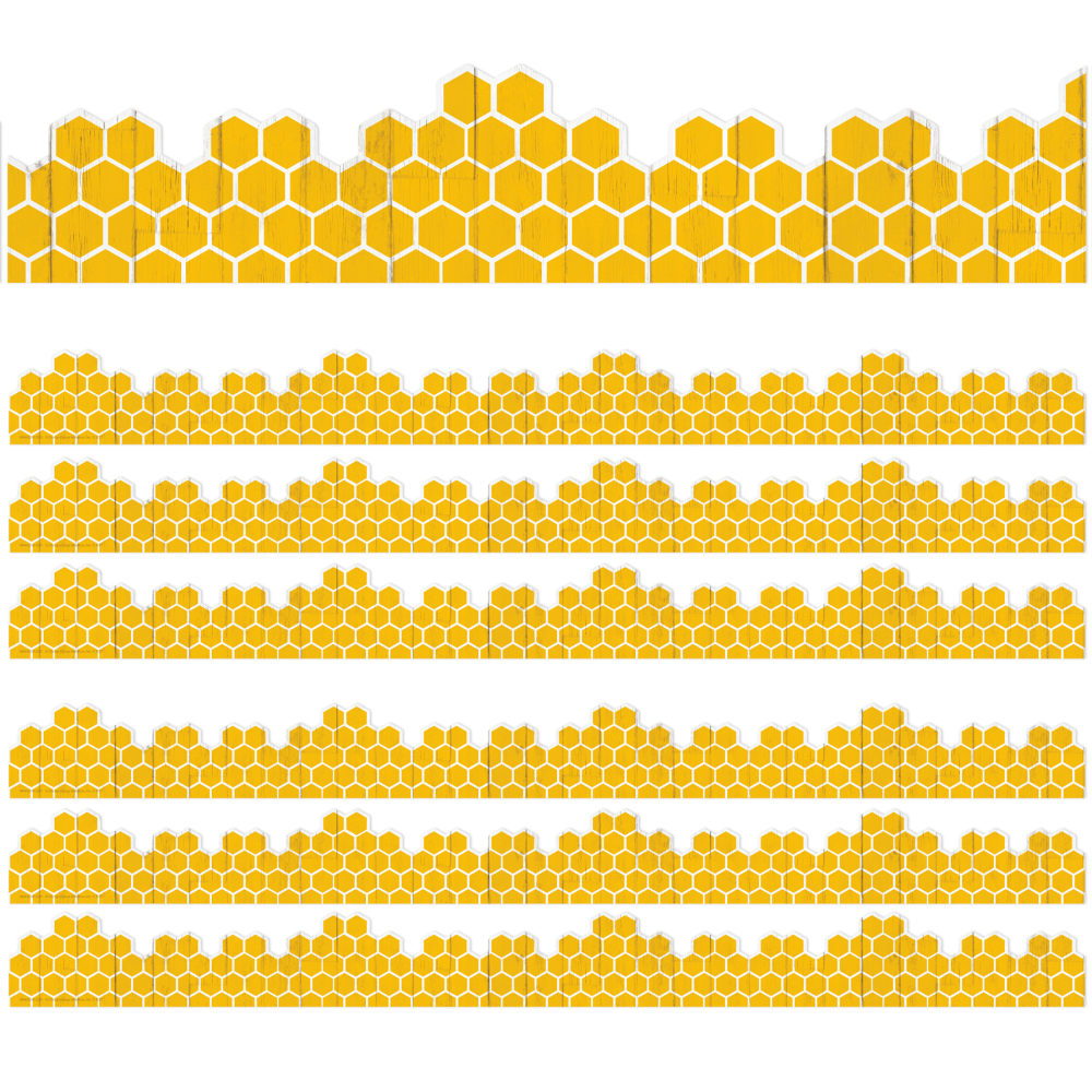 Eureka School Extra-Wide Deco Trim, The Hive Honeycomb, 37' Per Pack, Set Of 6 Packs