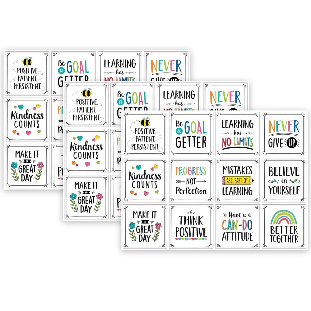Creative Teaching Press Designer Cut-Outs, 10in, Positive Mindset, 12 Per Pack, Set Of 3 Packs