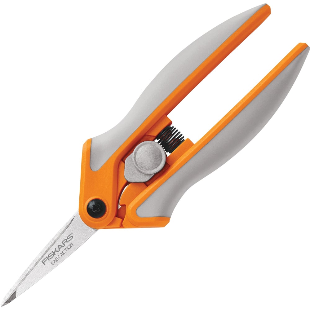 Fiskars Easy Action Micro-Tip Scissors, 5in, Pointed, Gray