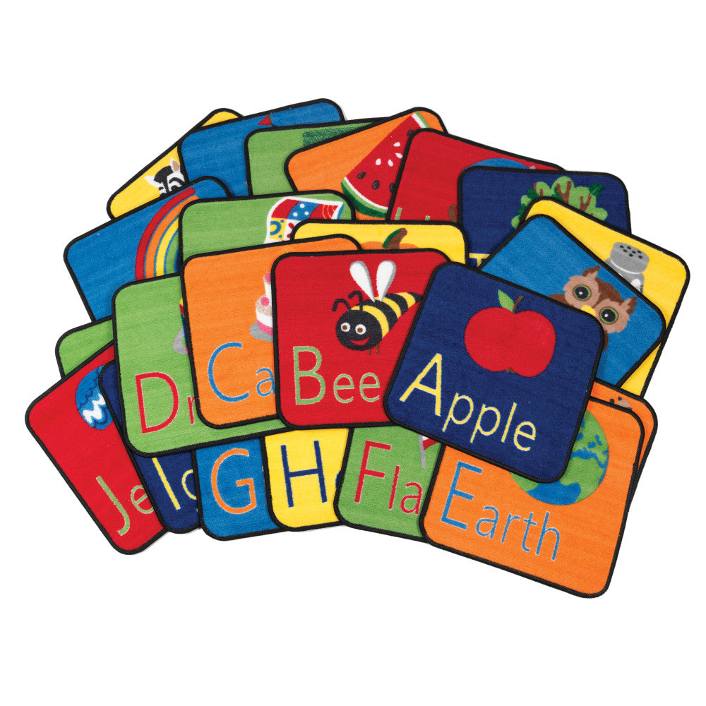 Flagship Carpets Alphabet Seating Squares, 16in x 16in, Multicolor, Set Of 26