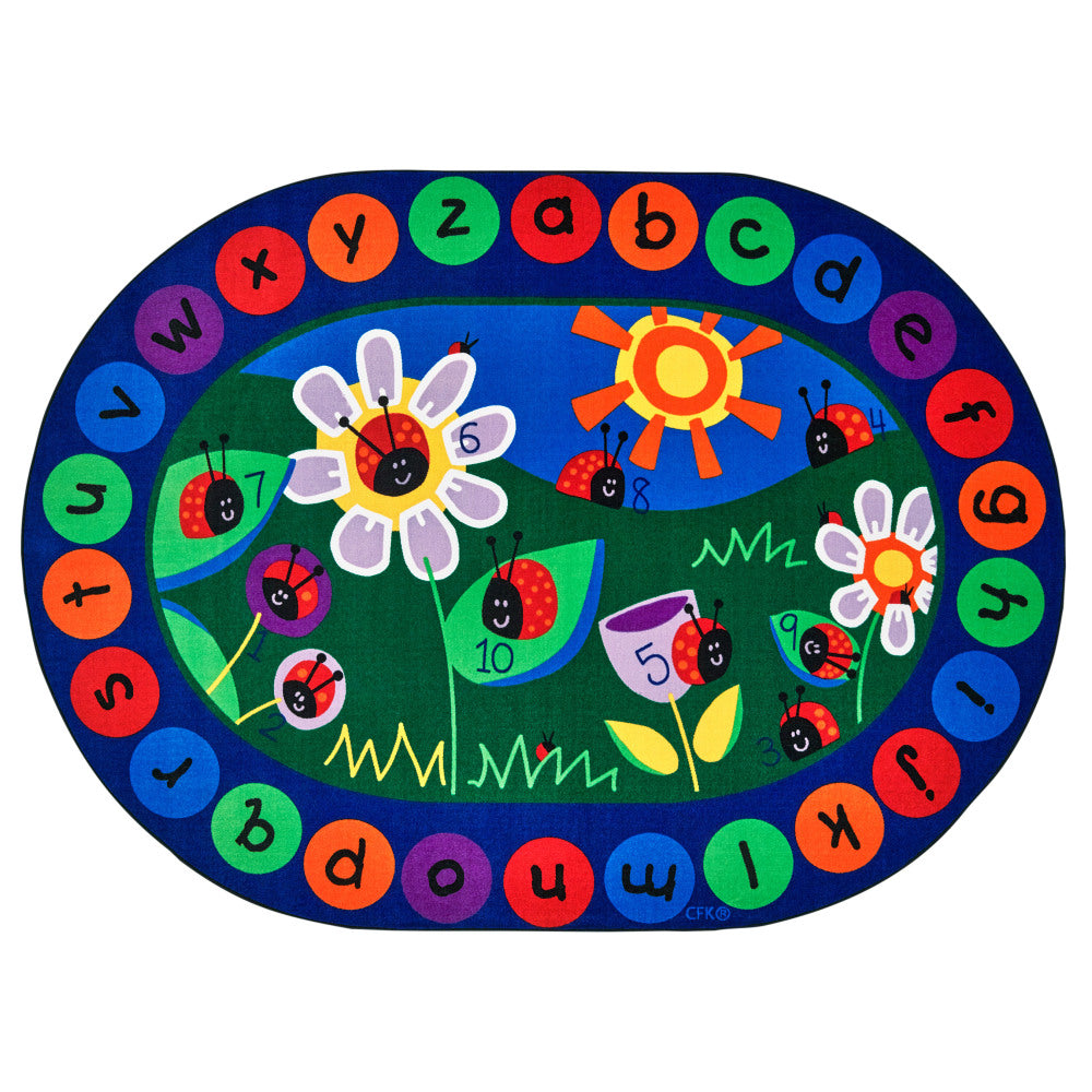 Carpets for Kids Premium Collection Ladybug Circletime Classroom Rug, 6ft9in x 9ft5in, Blue